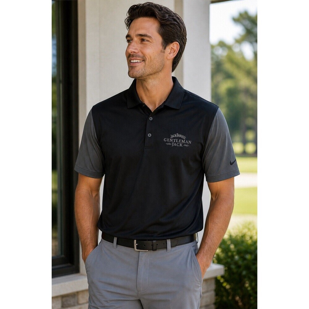 Nike Golf Dri-FIT Polo XL Black Gentleman Jack Embroidered Logo Mens NWT